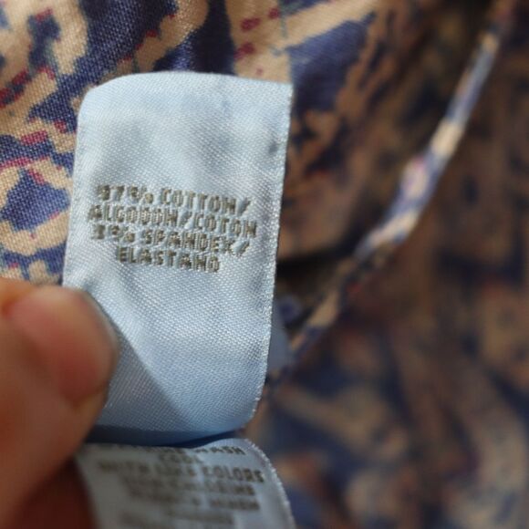 Vintage Sigrid Olsen Bold Blue & White Patterned Straight-Leg Pants Size 10 - Picture 13 of 15